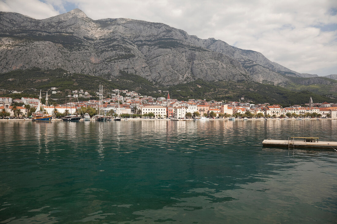 View of Makarska cityscape and sea in Croatia