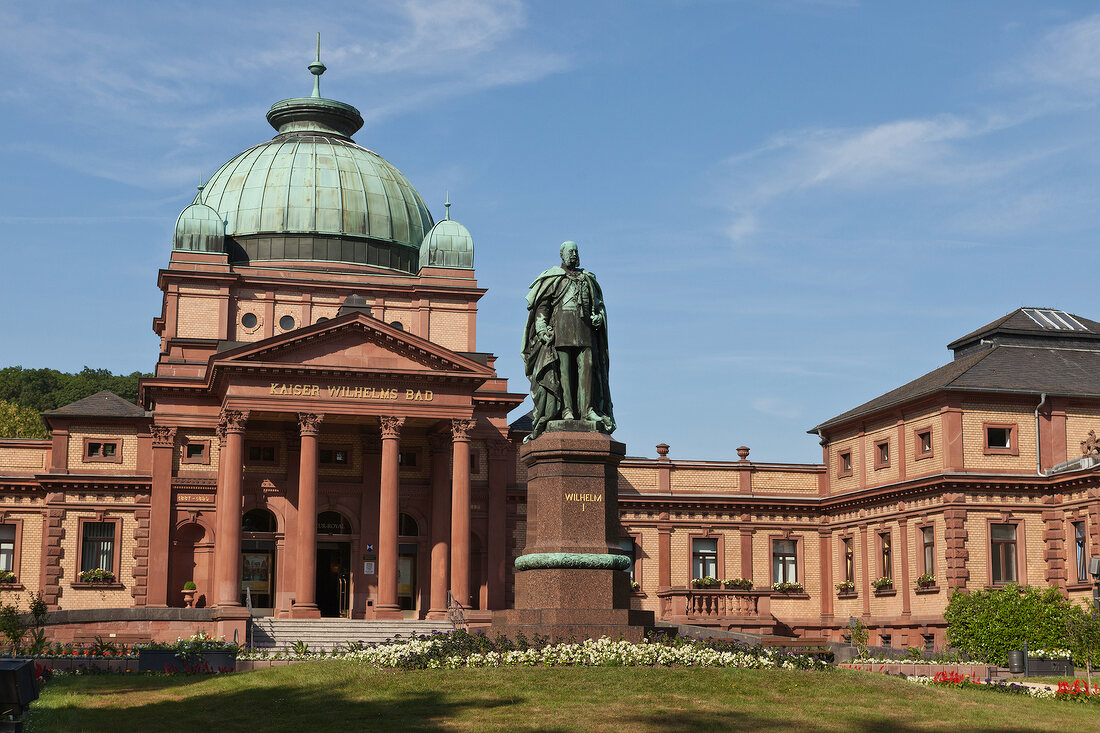 Facade of Kaiser-Wilhelms-Bad and park at Bad Homburg, Hesse, Germany