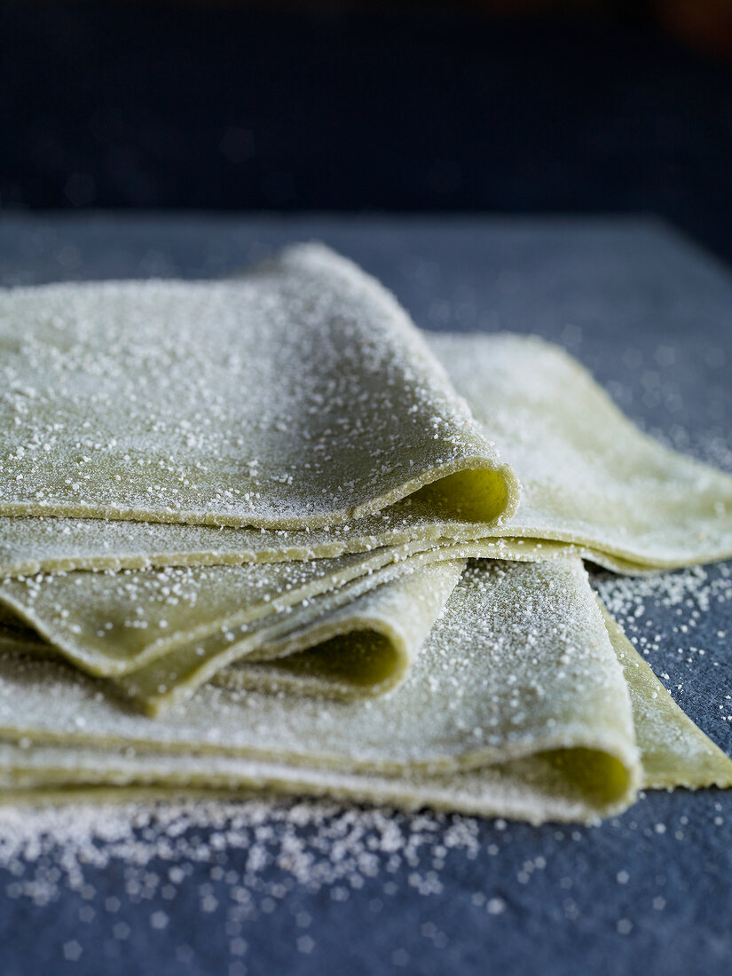 Close-up of slices of dough