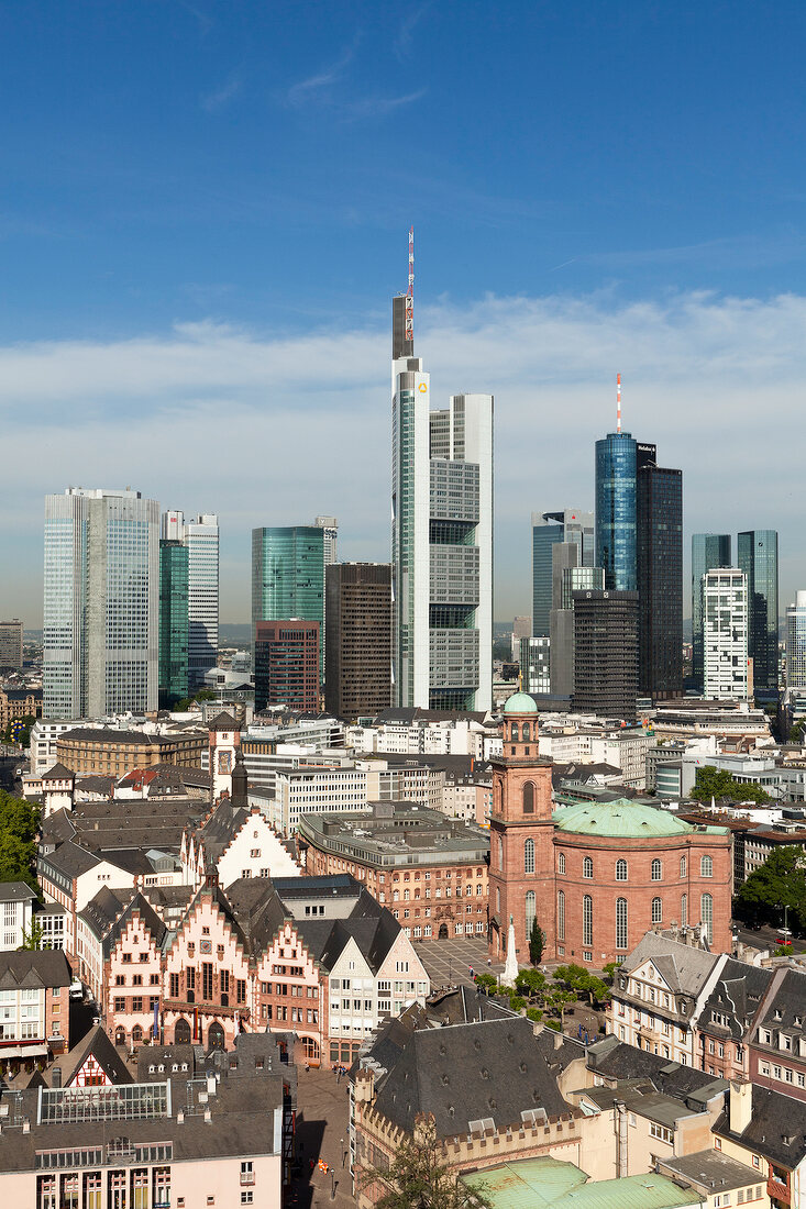 View of skyline of Frankfurt, Hesse, Germany