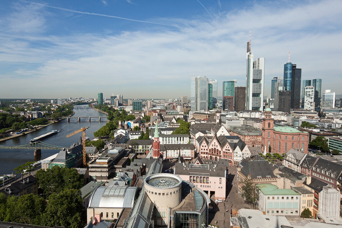 View of skyline of Frankfurt, Hesse, Germany