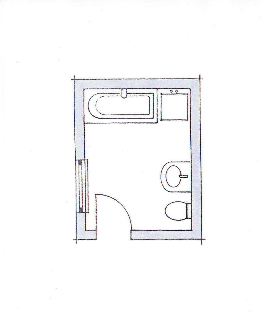 Illustration, Grundriss Standardbad 