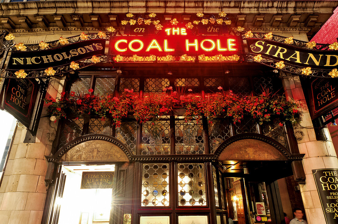 Entrance of The Coal Hole Pub, Covent Garden, London, UK