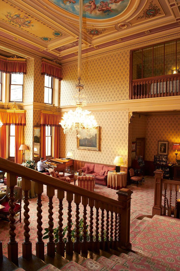 Lobby of Inverlochy Castle Hotel in Scotland