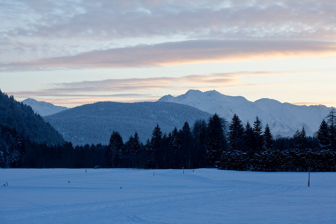 Winterlandschaft, Leutaschtal, Sonnenuntergang