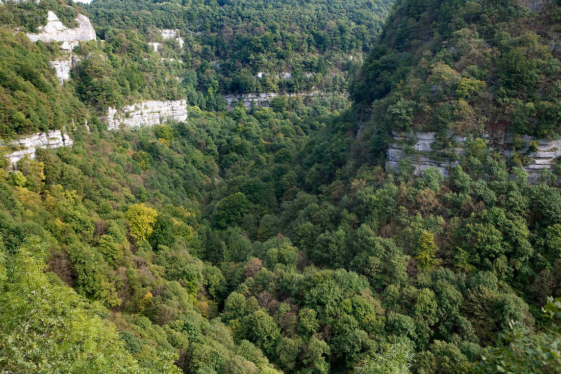 View of wild canyon Gorges de Nouailles in Franche-Comte, France