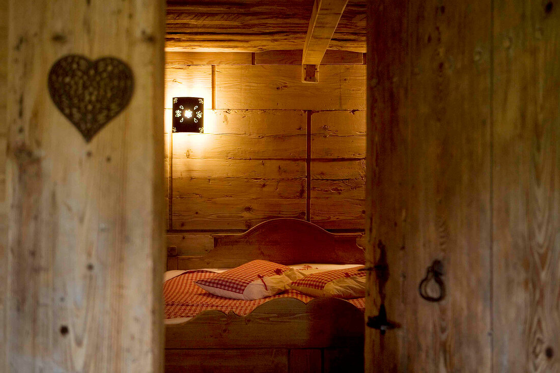 Wooden bedroom in Attics of Meix-Lagor, Franche-Comte, France