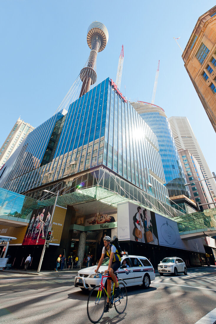 View of Sydney Tower in Sydney central business district, New South Wales, Australia