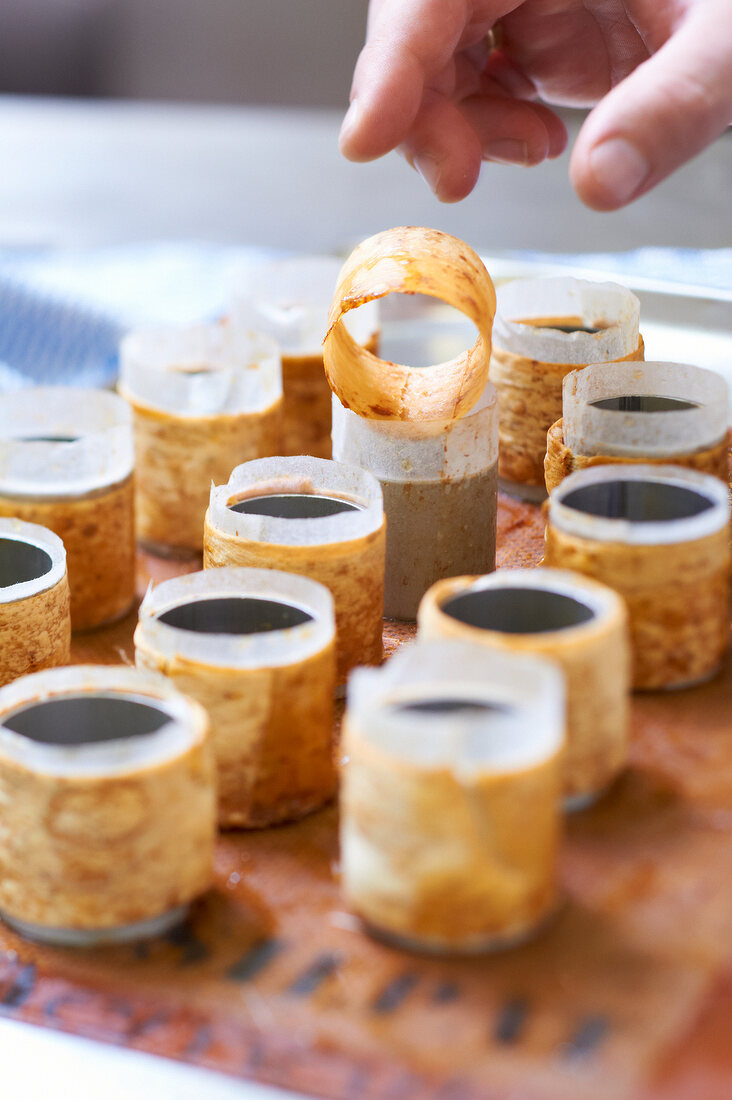 Close-up of cooked bacon strudel rings