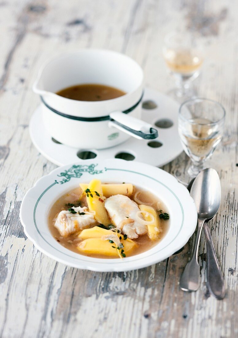 Cotriade (Brittany fish stew) with potatoes and cidre