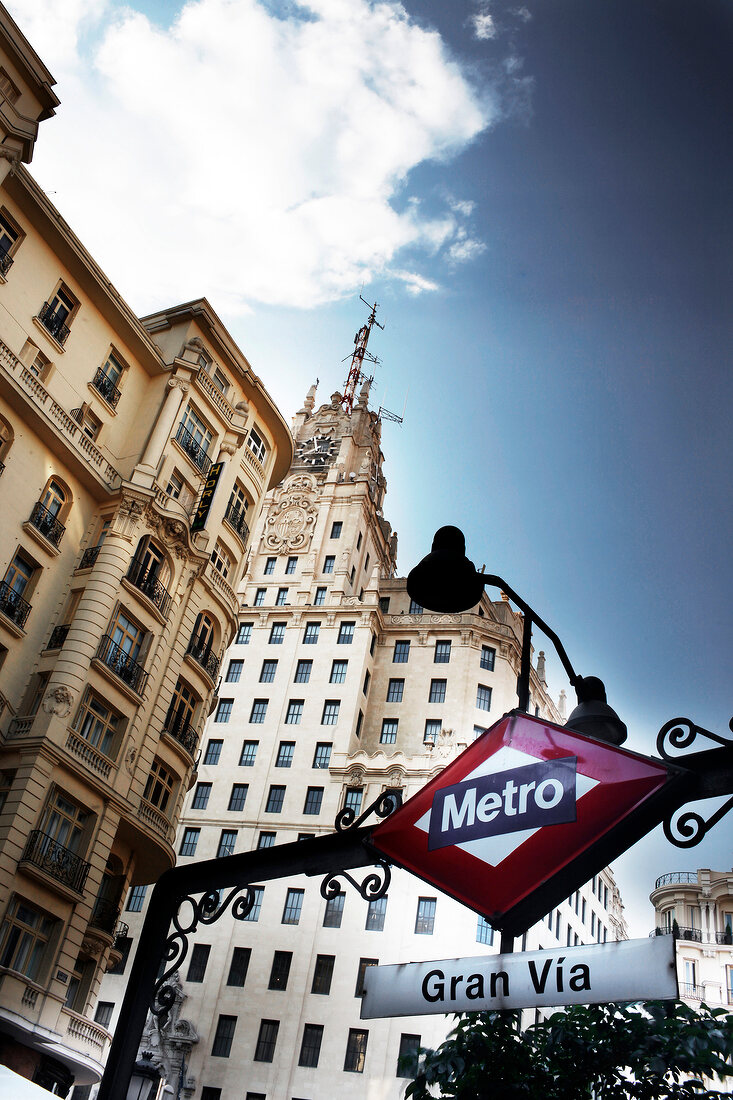 Spanien, Madrid, Eingang zur Metro, Gran Via