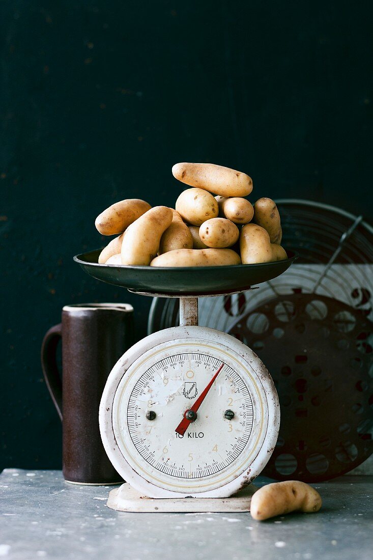 Potatoes on an old-fashioned kitchen scales