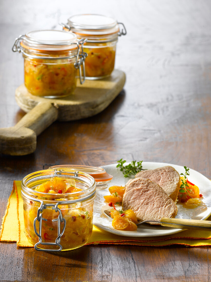 Kumquat - Pomelo - Chutney zu gebrat enem Schweinefilet