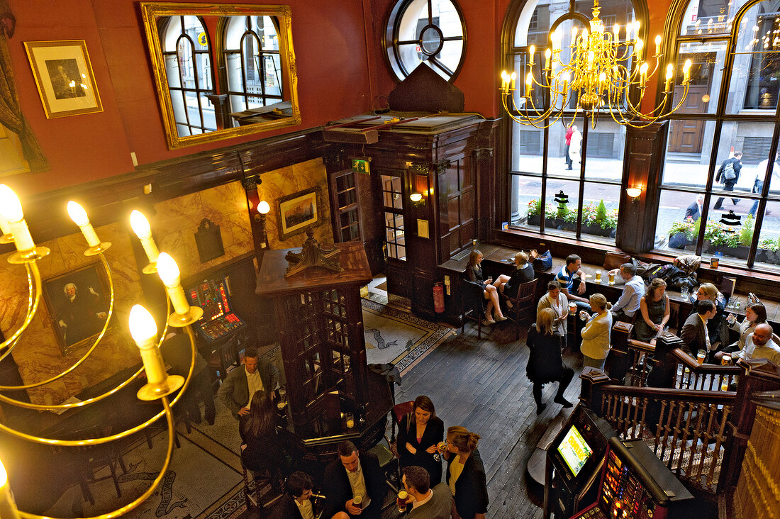 People dining at The counting house pub, London, United Kingdom