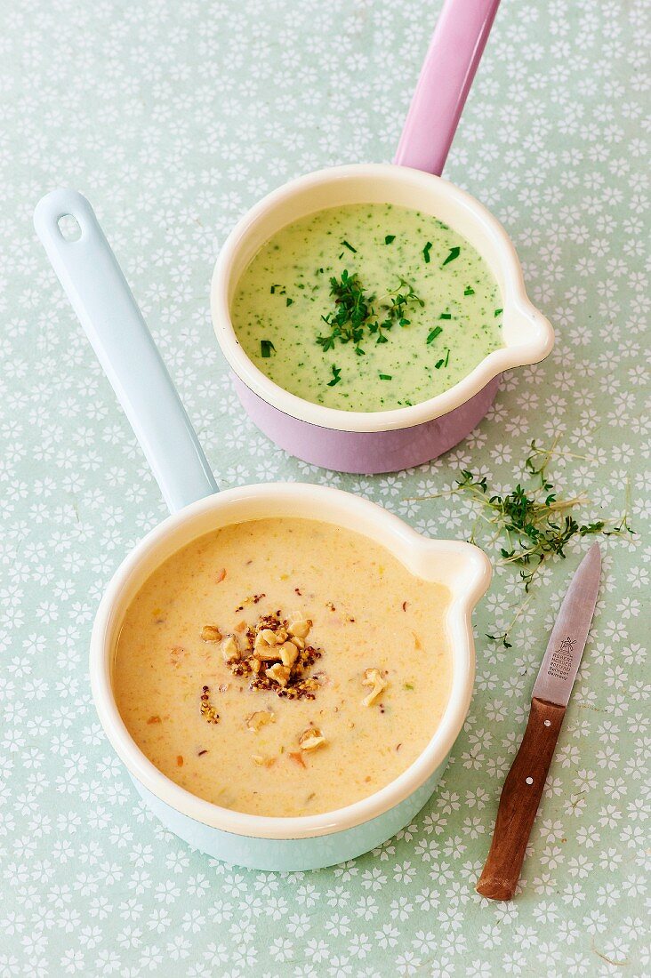 Kräutersuppe & Linsensuppe mit Walnüssen