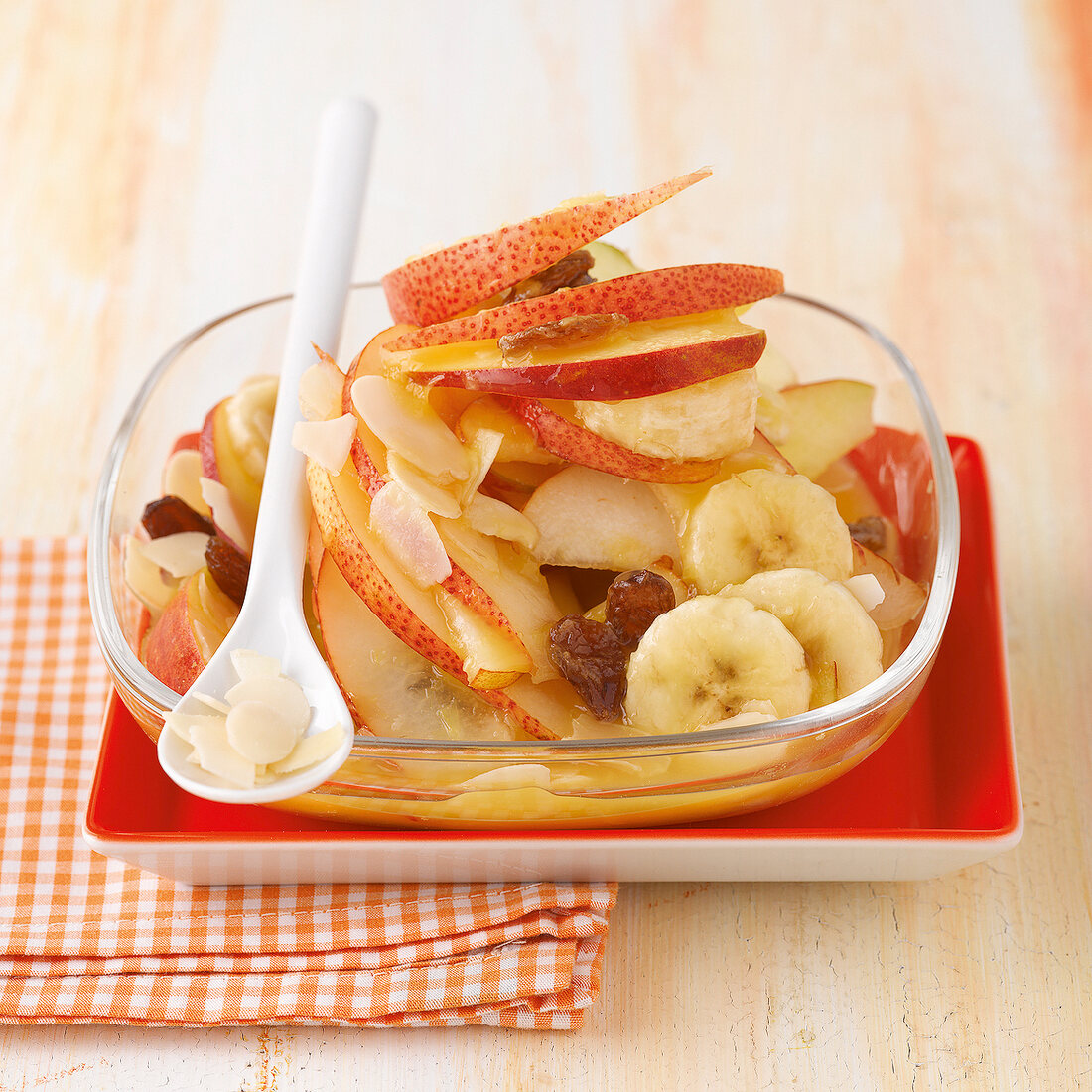 Fruit salad on serving dish