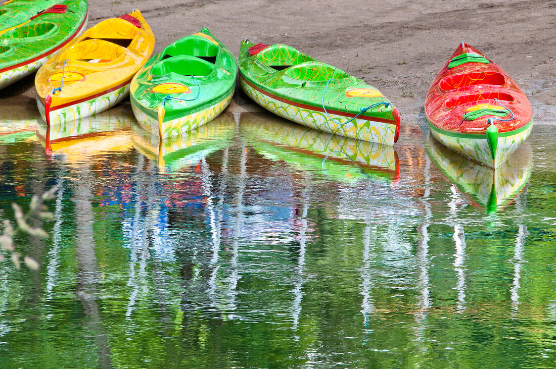 View of Ukta boats at Ruciane-Nida village in Warmia-Masuria, Poland