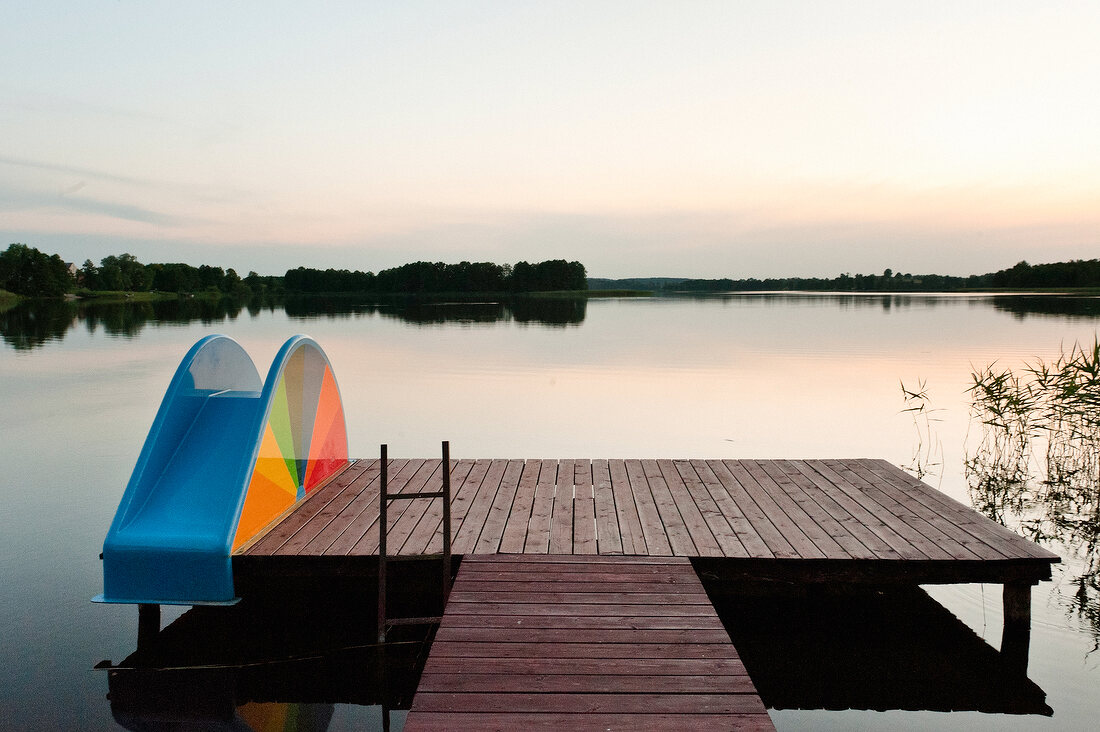 Jetty in Masurian Lake District, Mikolajki, Warmia Masuria, Poland