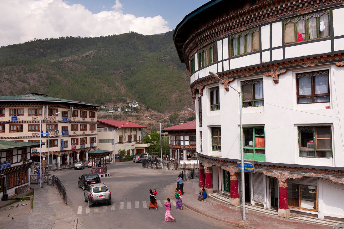 View of roundabout in Timpu, Bhutan