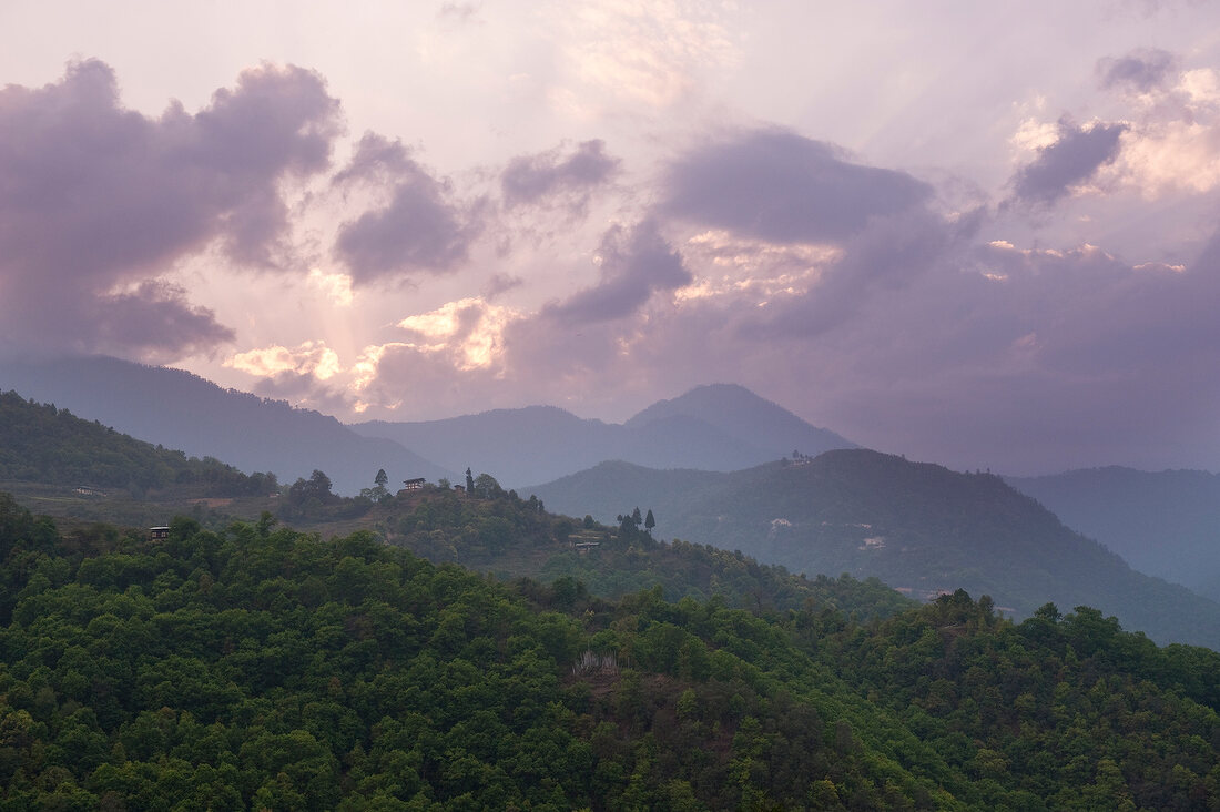 View of mountain landscape in Bhutan