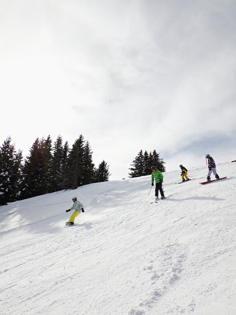 Skiers on Uri Alps in Lucerne, Switzerland