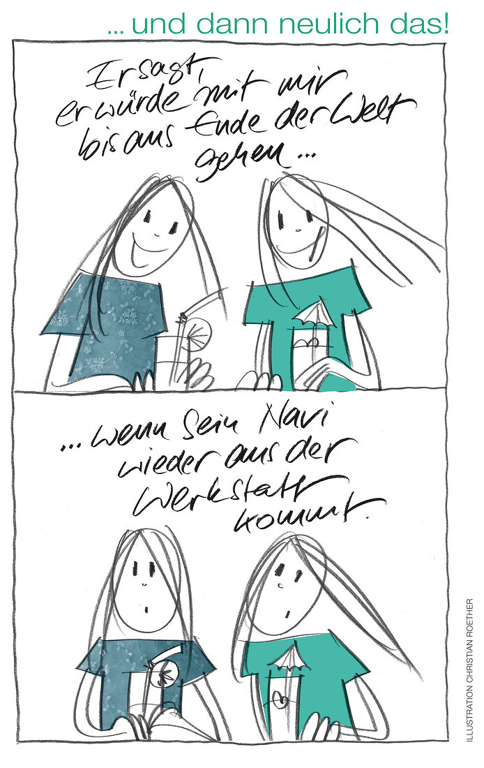 Illustration, Frauen, Freundinnen, unterhalten sich, Freundschaft