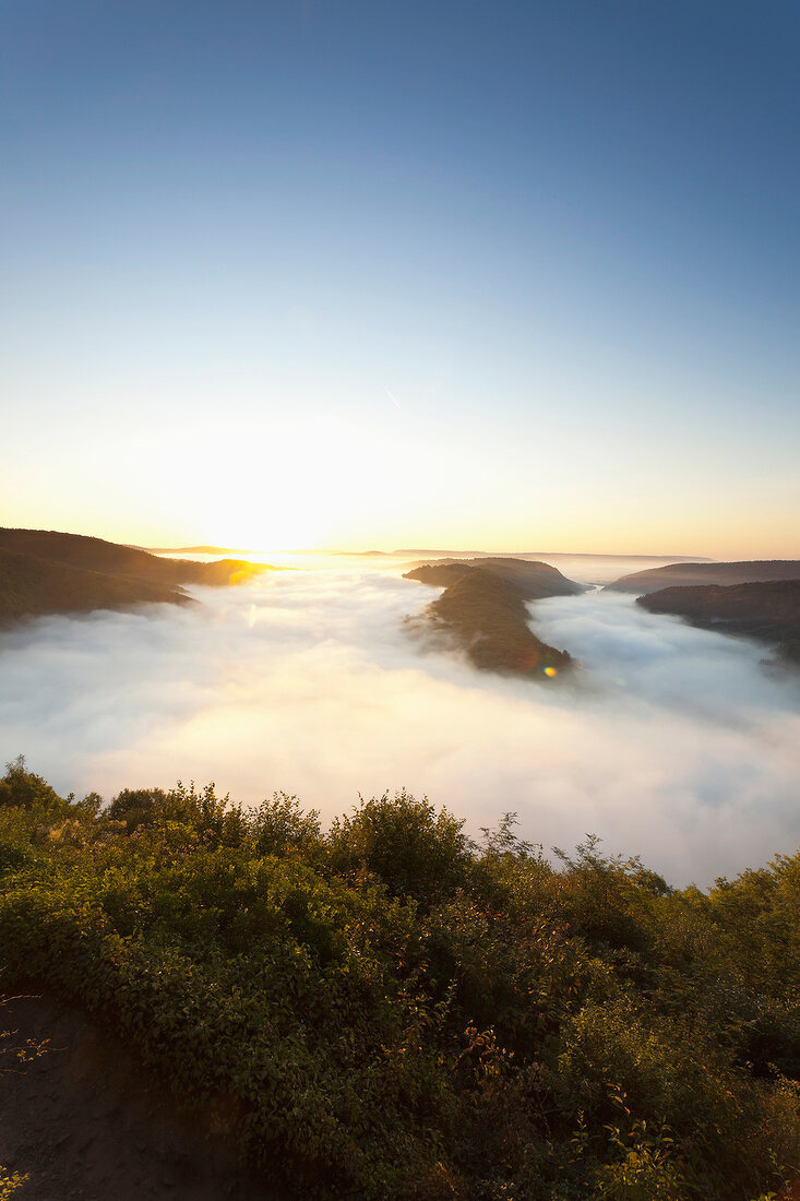 View of Saar loop in Mettlach, Saarland, Germany