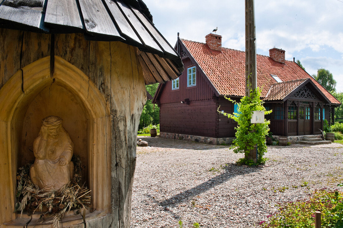 View of farmhouse at Warmia-Masuria Masuria near Mikolajki , Poland