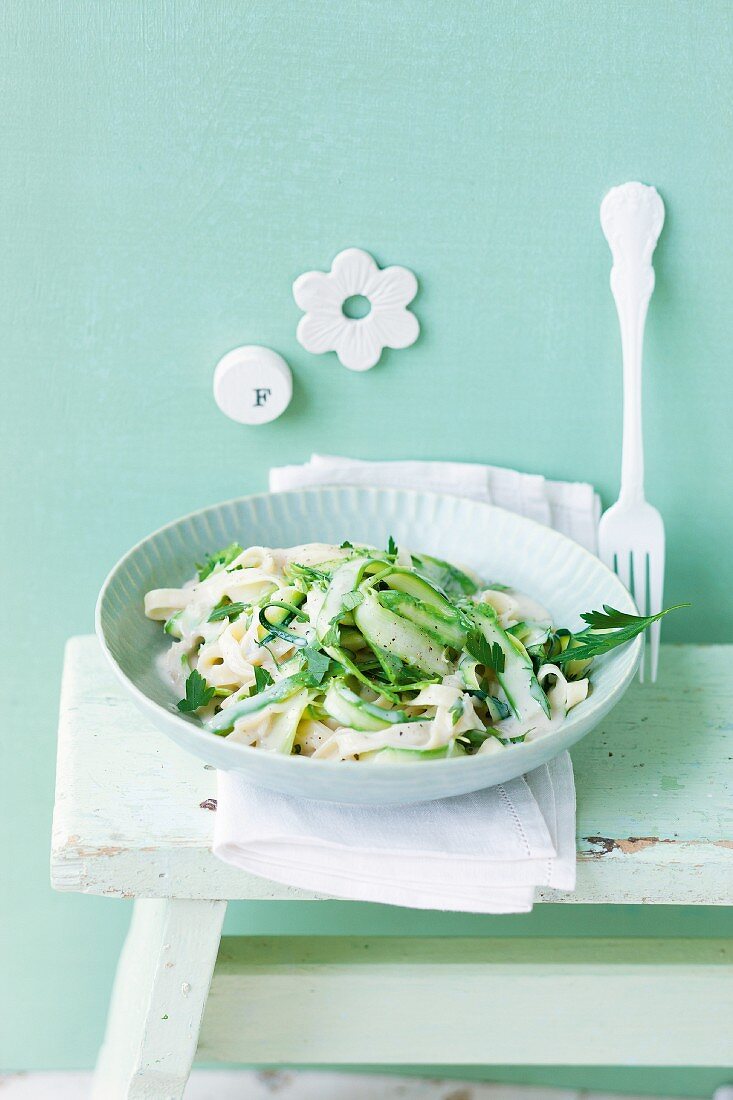 Tagliatelle with green vegetables