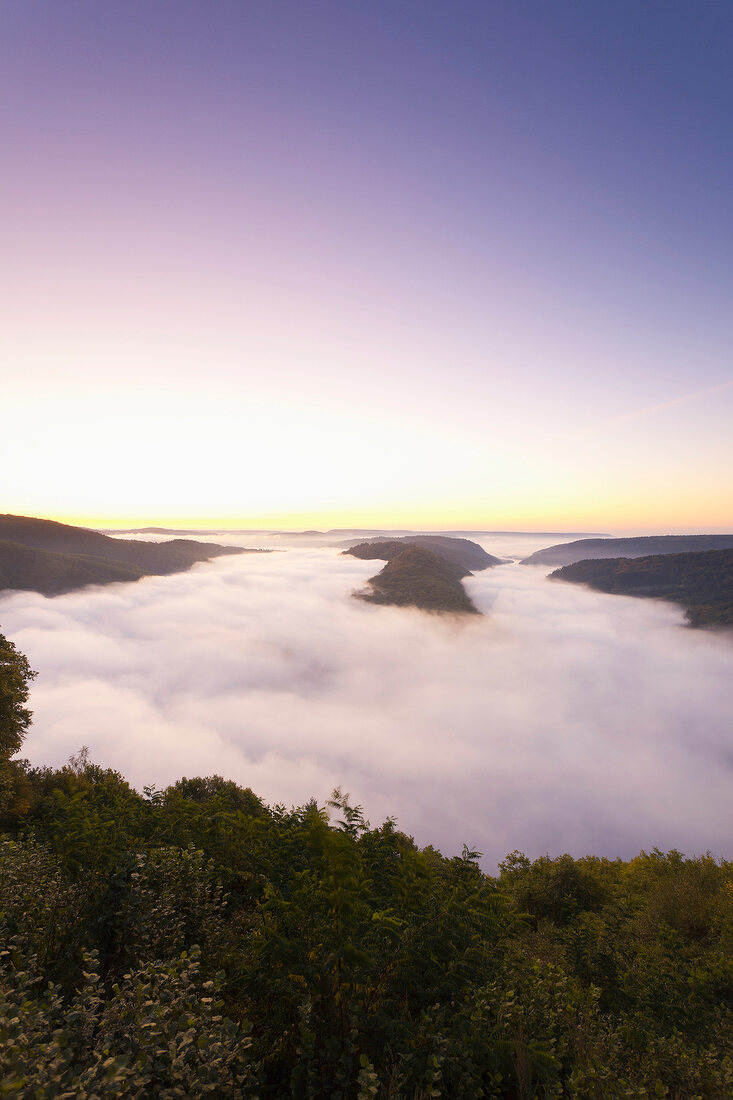 View of Saar loop in Mettlach, Saarland, Germany