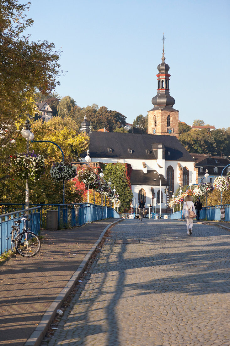 Saarland, Saarbrücken, an der Saar, Alte Brücke, Schlosskirche