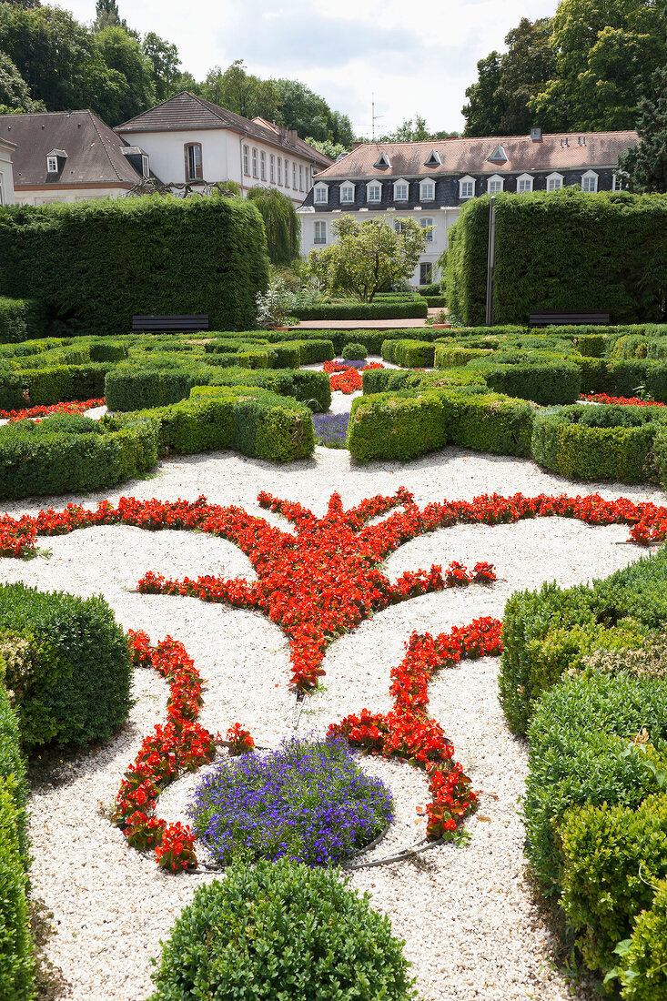 Castle garden at Saarbrucken Castle in Saarland, Germany