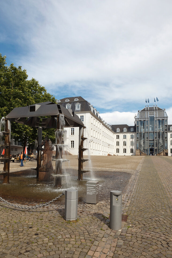 Sculpture at castle square in Saarbrucken Castle, Saarbrucken, Saarland, Germany