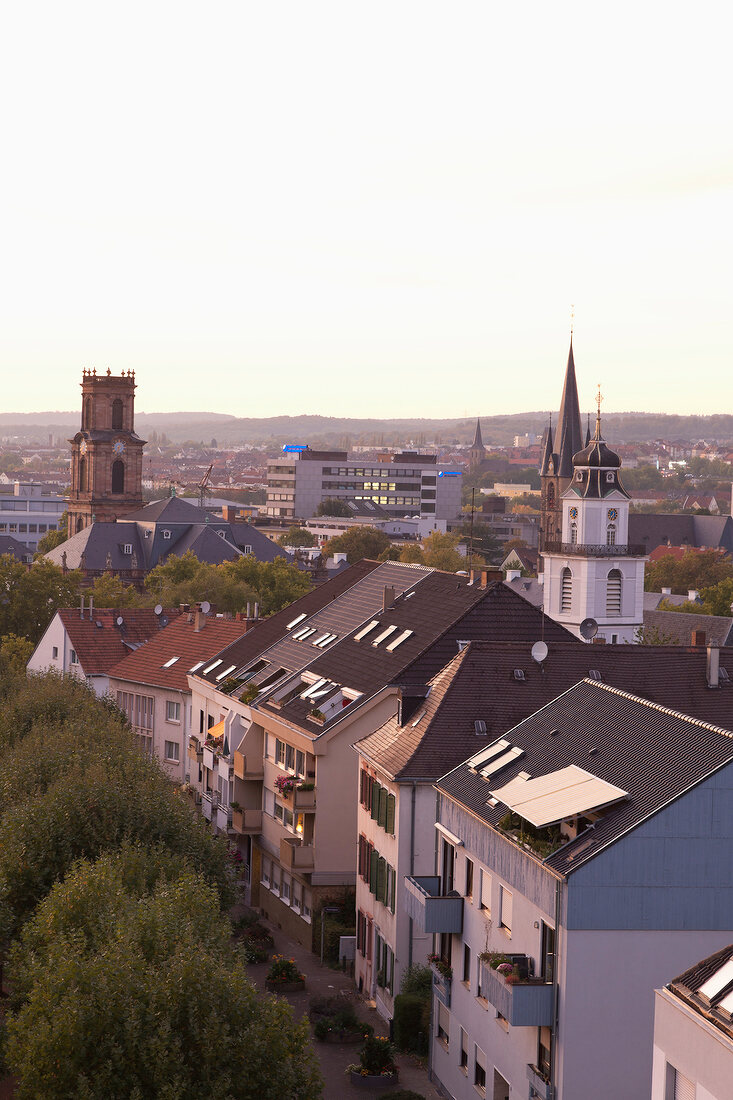 View of St. Ludwig from old town hall in Saarland, Germany