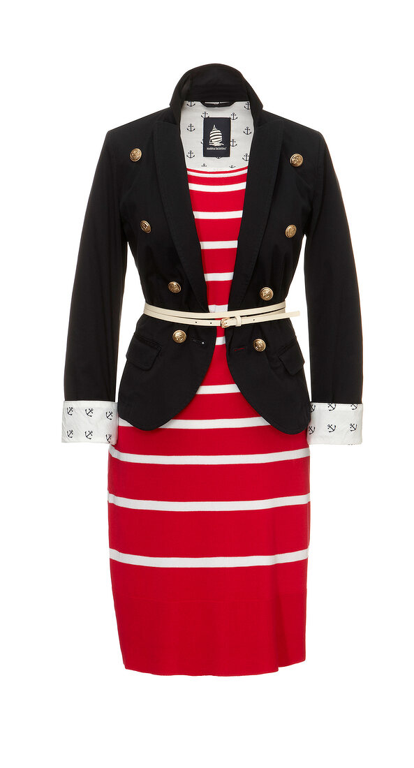 Red Black and White Knit Dress