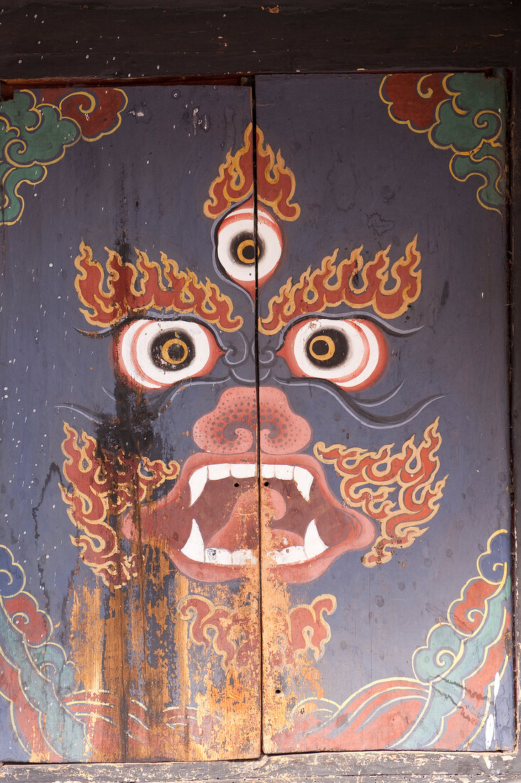 Bhutan, Tür im Jampey Lhakhang Tempe l