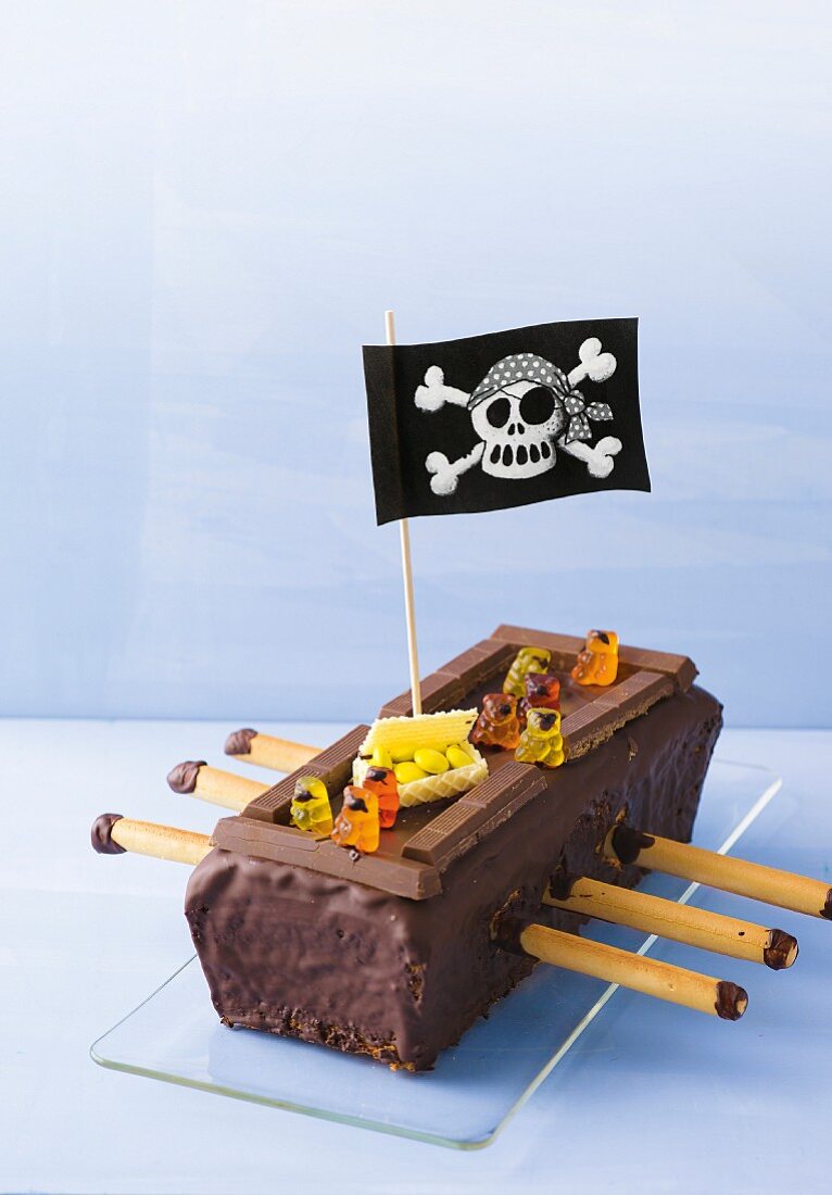 A gluten-free pirate ship cake for a child's birthday