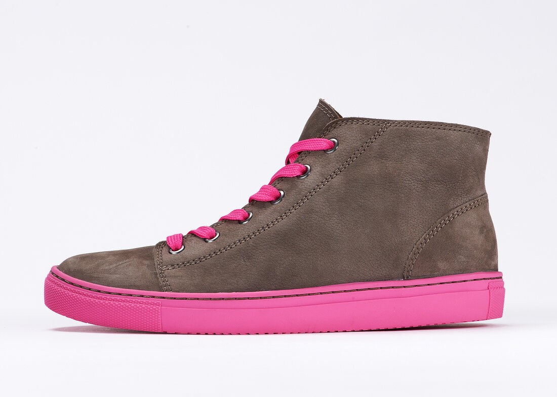 Brown pink sneaker on white background