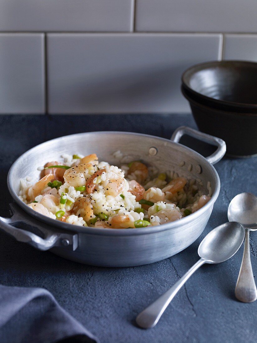 Risotto mit Garnelen & Frühlingszwiebeln