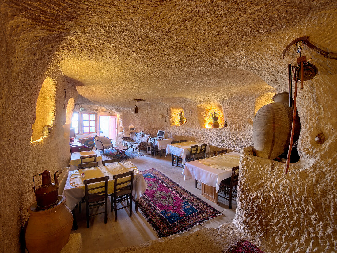 Dinning room at Hotel Village Cave House, Goreme, Cappadocia, Turkey