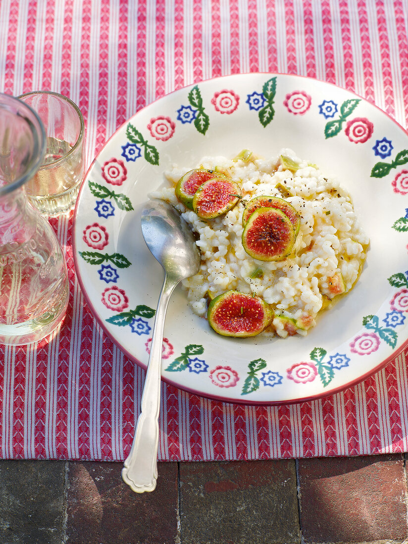 italienischer Sommer, Risotto mit Lardo, Feigen und Rosmarin