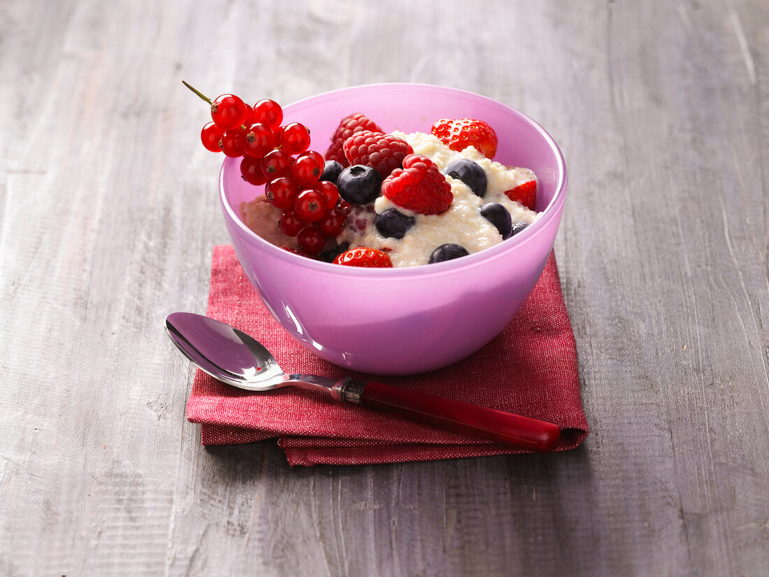 Horse porridge with berries in bowl