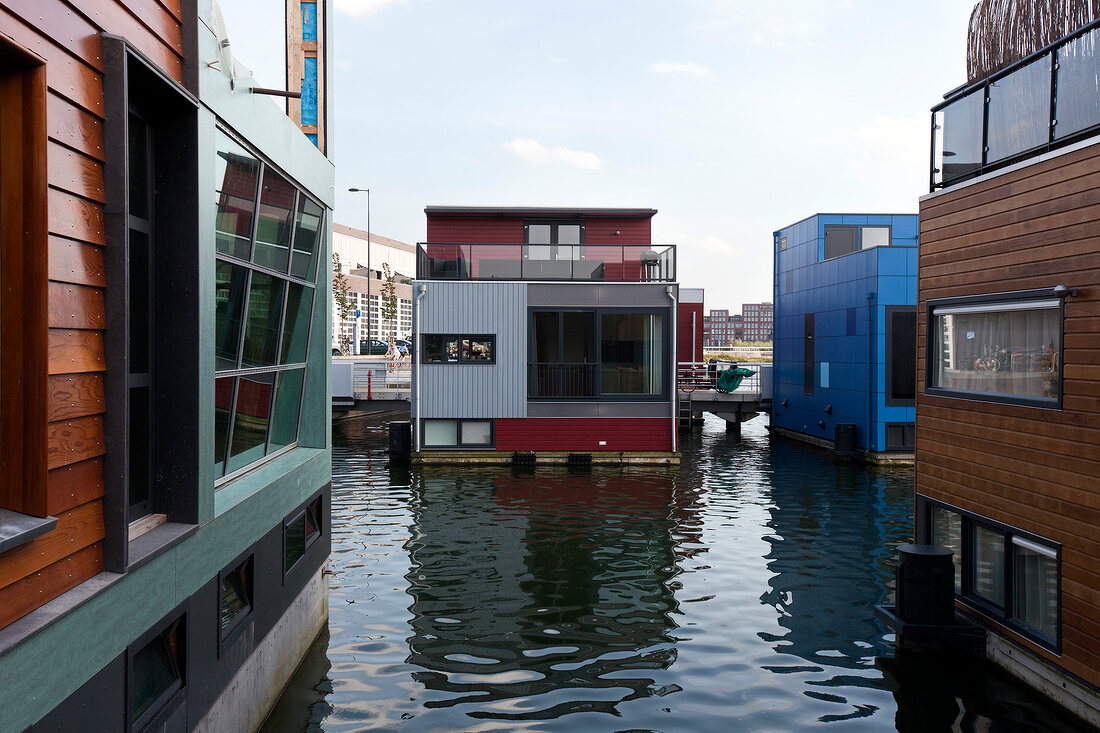 Water homes in Ijburg, Steigereiland, Amsterdam, Netherlands