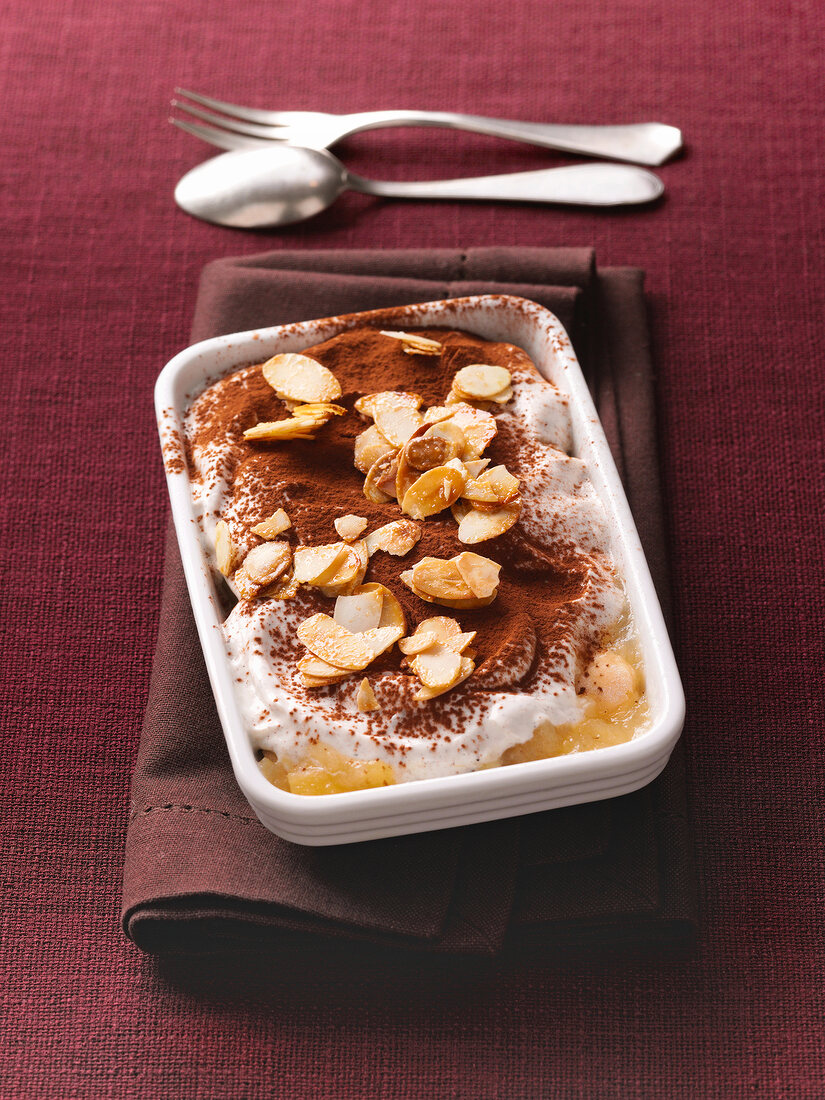 Apple tiramisu in serving dish