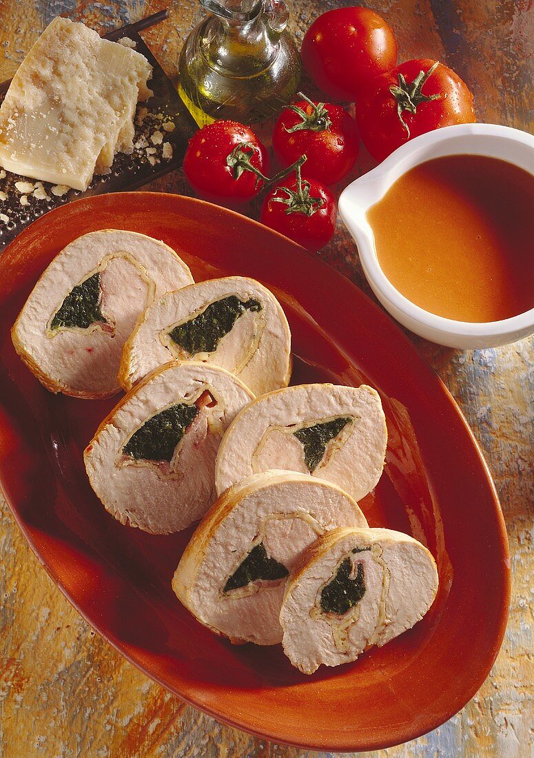 Rolled Turkey Roast with Spinach-Bacon Filling