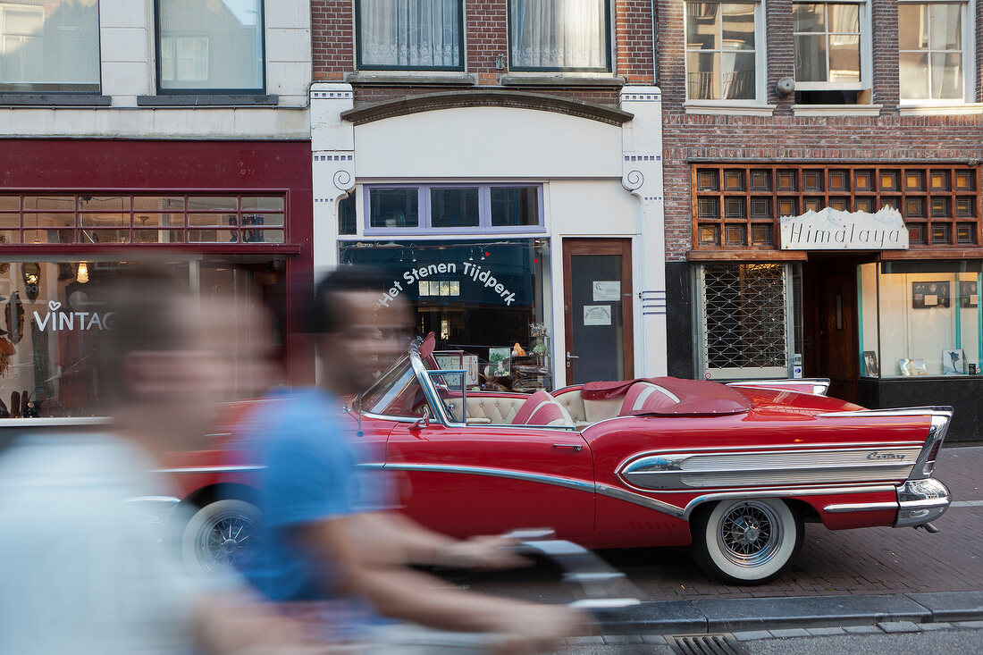 View of Buick Century in front of Vintage shop in Haarlemmerdijk, Amsterdam