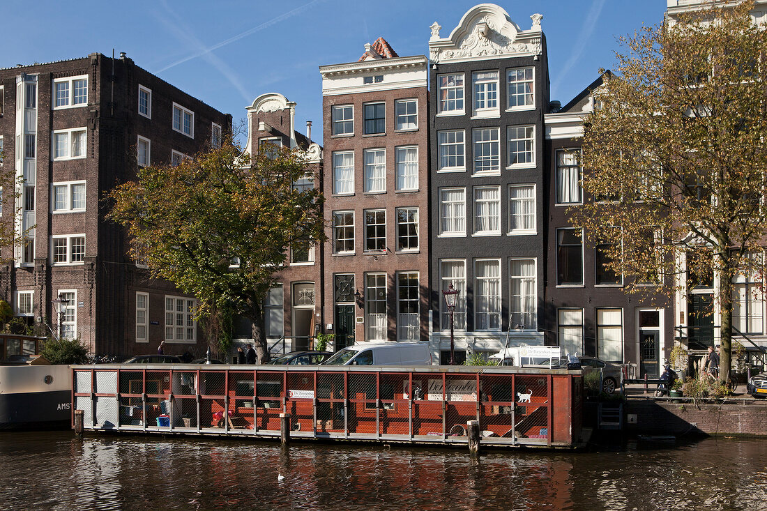 View of floating Cats Home on Singel, Amsterdam, Netherlands