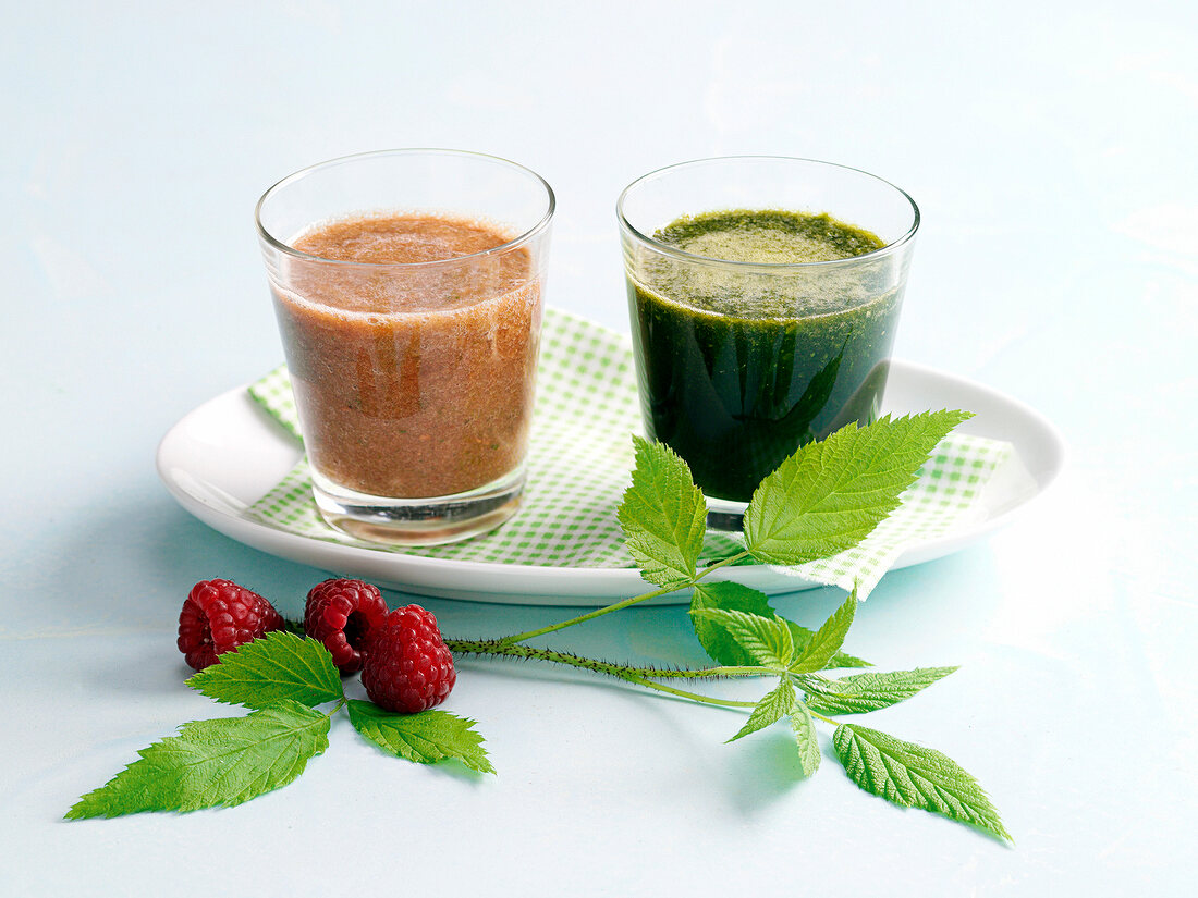 Glasses of green smoothies for prevention of cancer