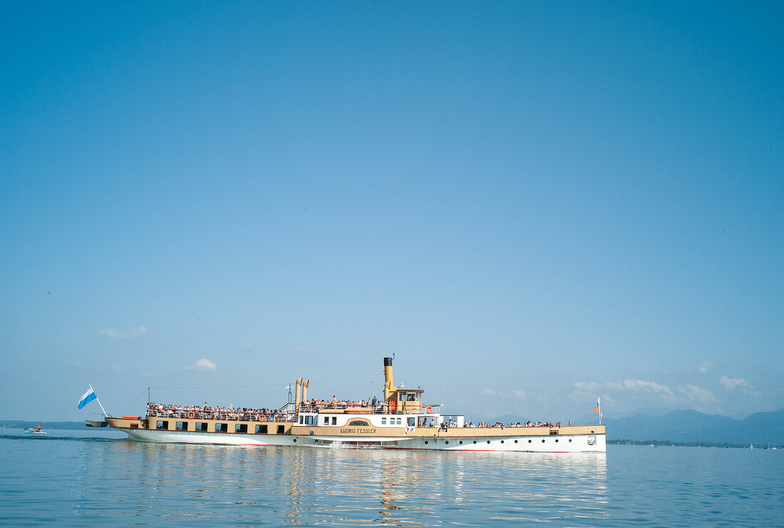 View of steamer Ludwig Fessler in Chiemsee at Germany