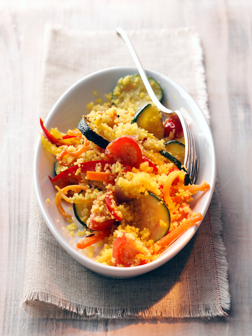 Vegetable couscous in serving dish